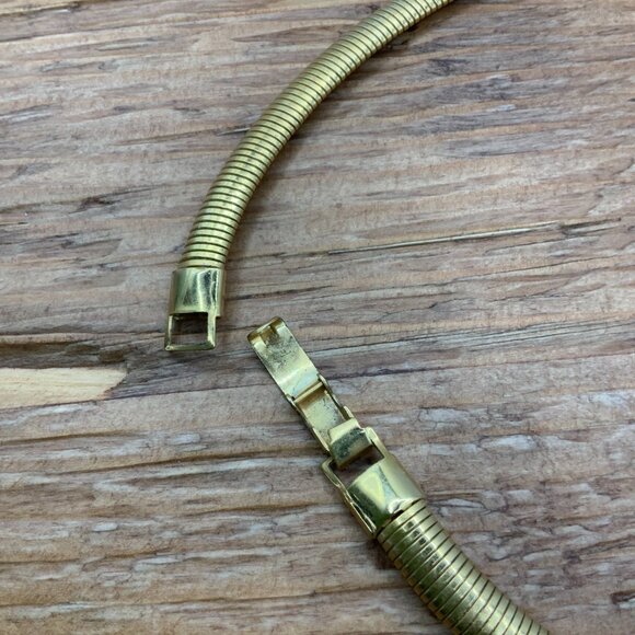 Metallic Pastel Swirl Enamel Gold Tone Snake Chain Choker Vintage Necklace - Picture 7 of 7